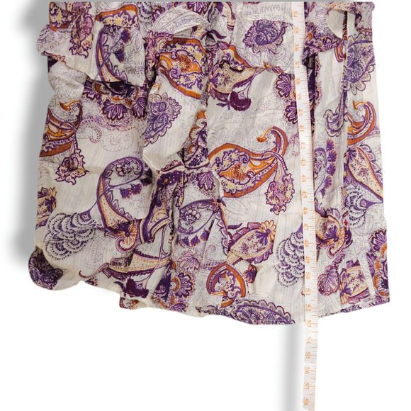 Boho Paisley Maxi Dress NWT Tie-Neck Tiered Cream Purple XS Band of the Free - Picture 8 of 9